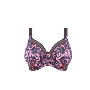 Goddess Kayla Banded UW Bra Size 34N Reverie Purple Petal Print Plus Gray